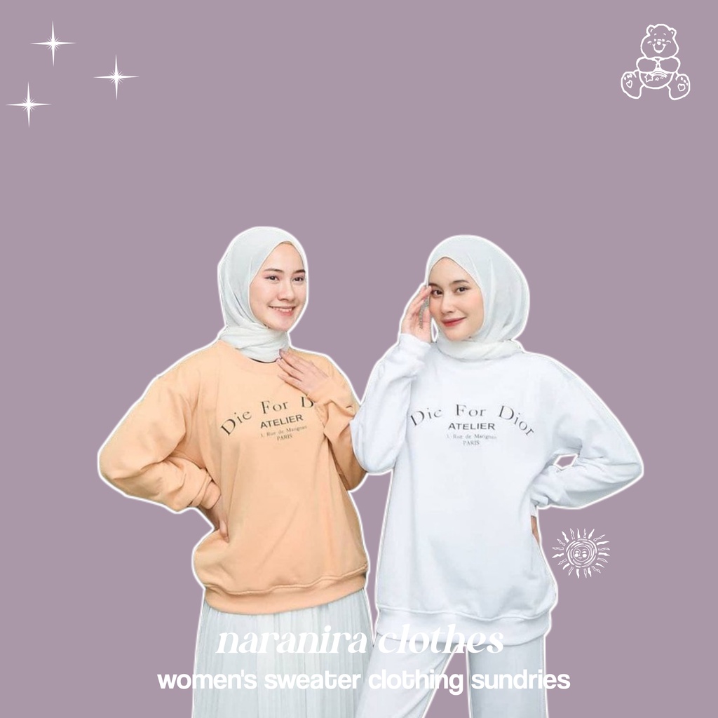 Pakaian Wanita Sweater - Model Crewneck Die For Dior
