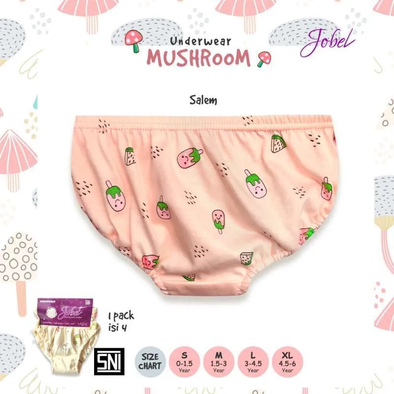 Jobel Girl Underwear Mushroom edition 4pcs Celana Dalam Anak Perempuan