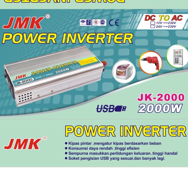 power Inverter JMK jk2000 2000w 2000watt DC 12V to AC 220V