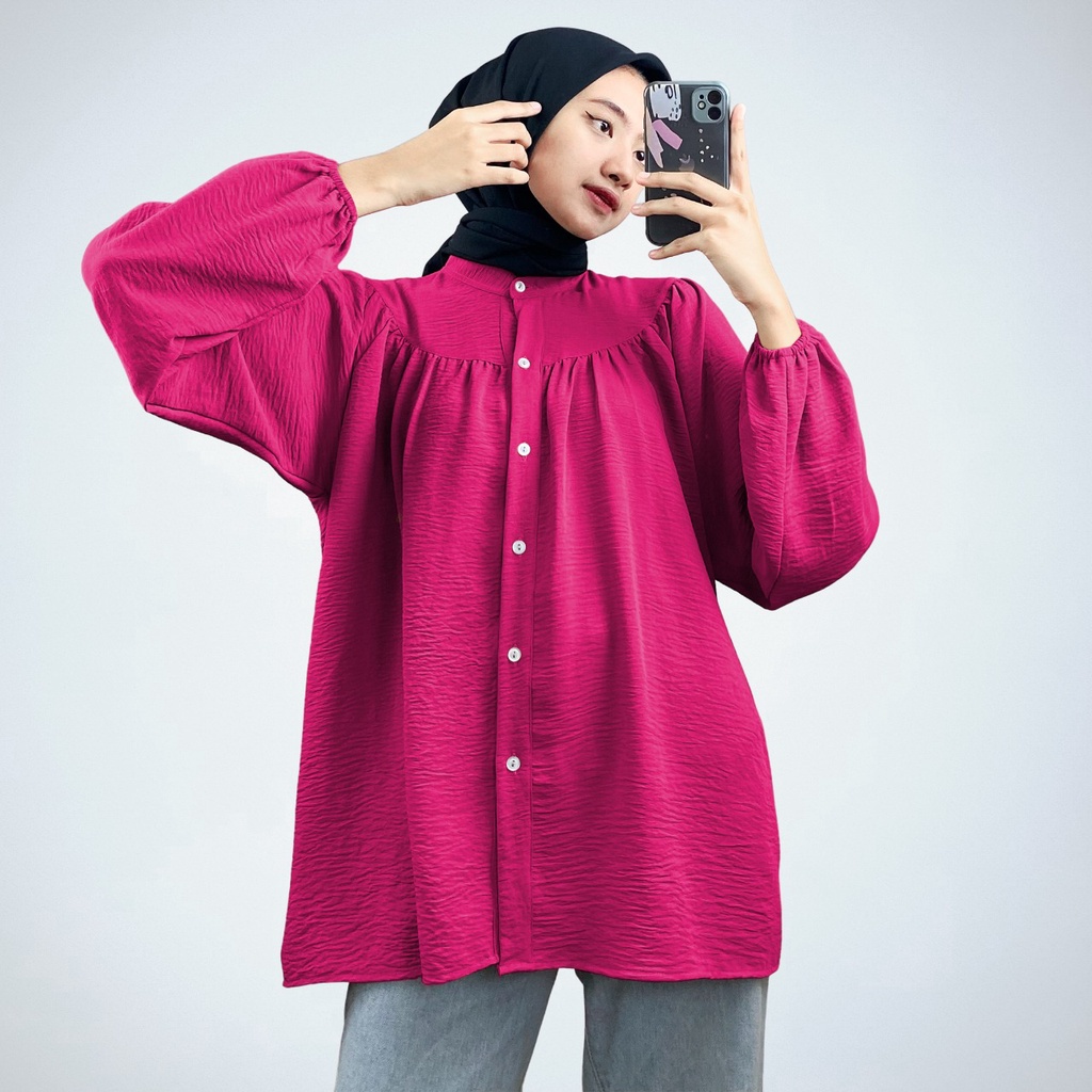 BEFAST - ZRX OOTD Wanita Blouse HYUJO / RASHIFA SHIRT BLOUSE / Blouse Wanita Terbaru / Blouse Lengan Balon Panjang / Fashion Wanita Casual / Blouse Kerja Formal / OOTD Wanita Hijab Trendy