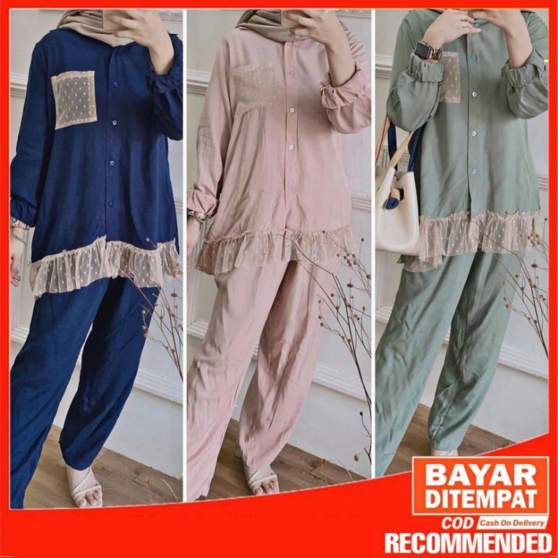 DIAMORE GROSIR ASLI ONESET PUTIH HITAM SETELAN WANITA RAYON BISA COD