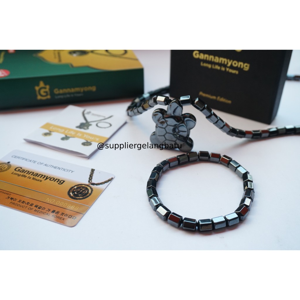 GANNAMYONG PREMIUM KALUNG KESEHATAN KURA TORMALIN MAGNET GAUSS TERAPI biomagnetic bonus gelang box