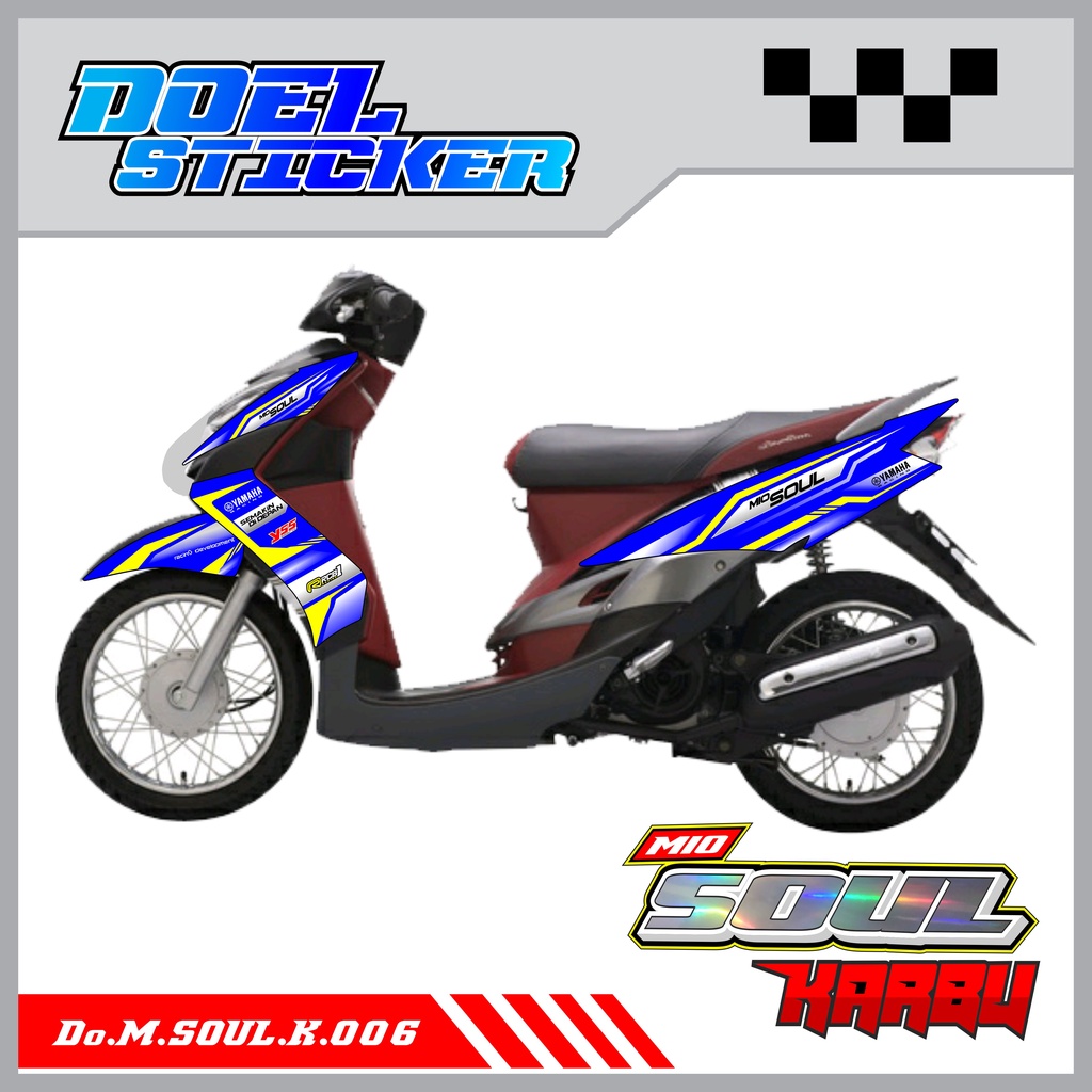 STICKER STRIPING MIO SOUL KARBU - STICKER STRIPING LIST VARIASI HOLOGRAM , CROME YAMAHA MIO SOUL KARBU DOEL 006