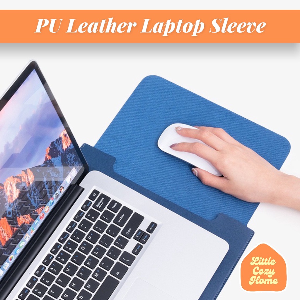 PU LEATHER Laptop 14 15 Inch Sleeve / Sarung Pouch Cover Komputer Laptop Multifungsi / Macbook Air Kulit Leather Case Sleeve Mac Book