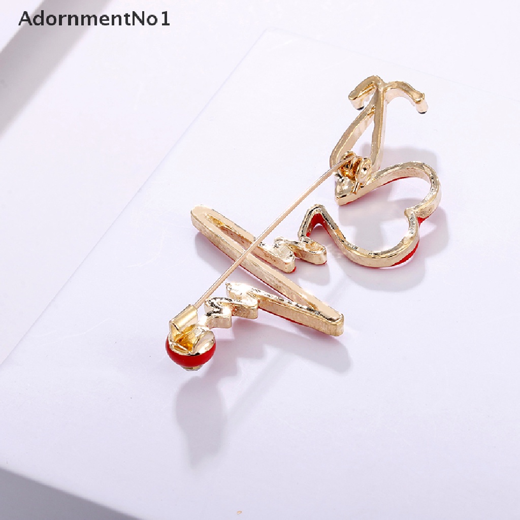 (AdornmentNo1) Bros Pin Enamel Bentuk Detak Jantung Untuk Aksesoris Wanita