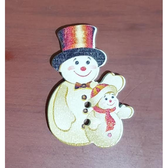 Kancing Kayu Dua Lubang - Snowman Style (10pcs)