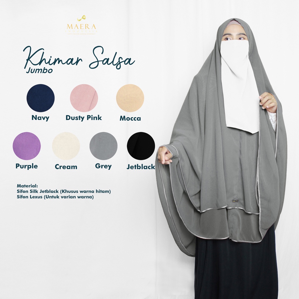 Hijab Khimar Syar'i Jumbo Salsa Chiffon Premium By Maera Indonesia