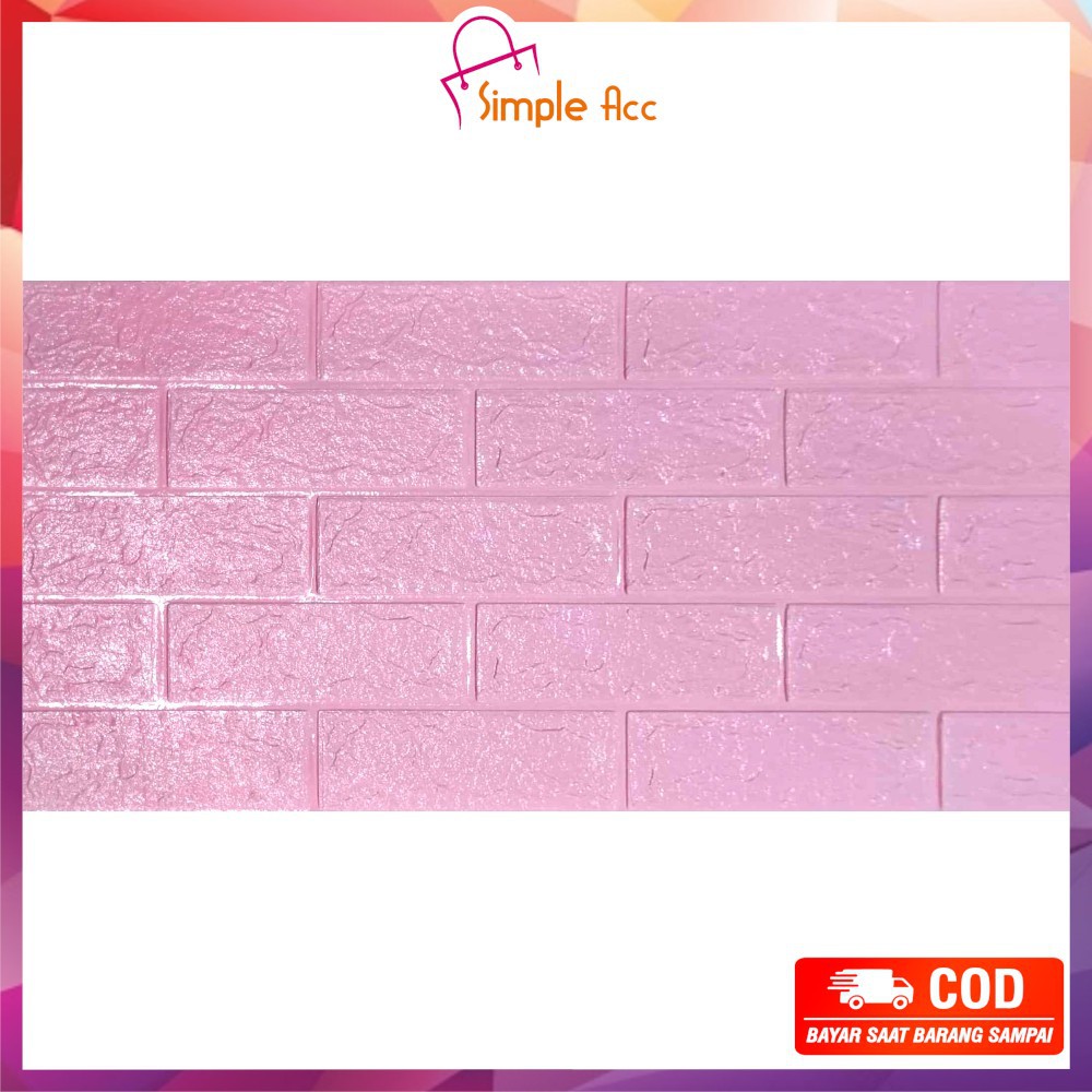 ~COD~ DO-C206 Wallpaper Dinding Foam 3D Kecil Motif Batu Bata/Walpaper Stiker Dinding Dekorasi Kamar-Batu Bata PINK