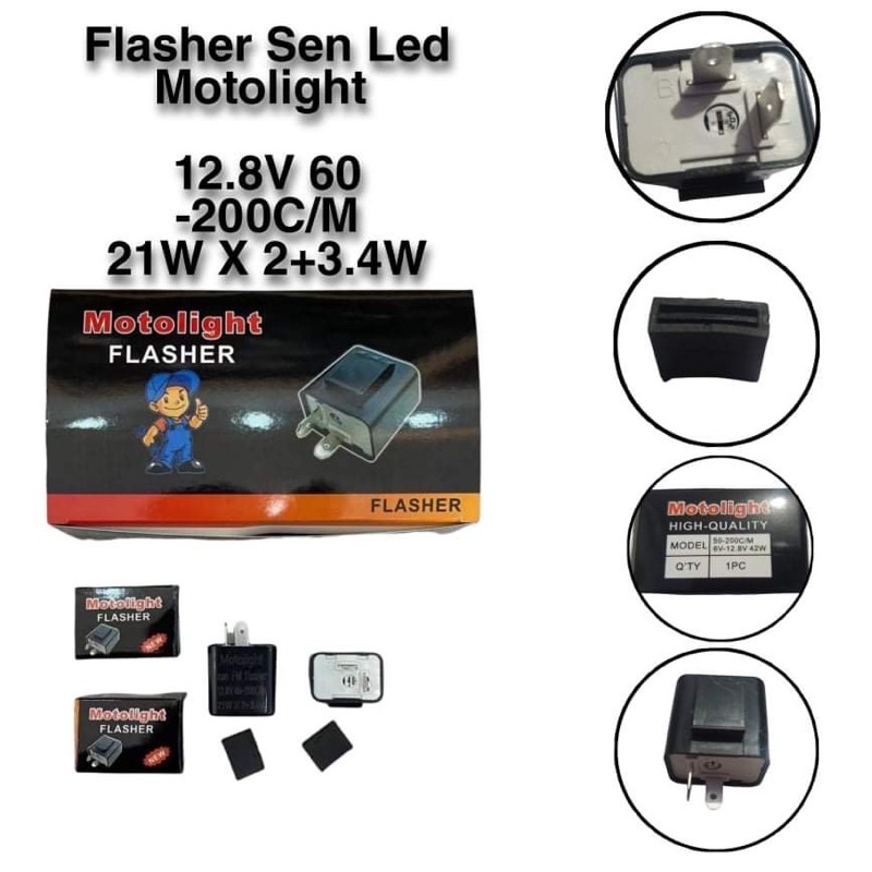 Flasher Motolight Sen Relay Atur Kecepatan Kedip Flaser Sein Flasher LED Universal