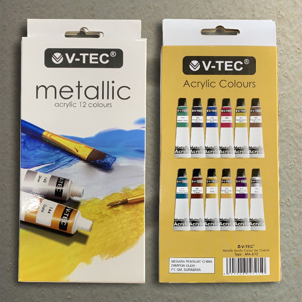 

V-Tec Acrylic Colour 1 set tipe Metallic/Cat Akrilik Metallic