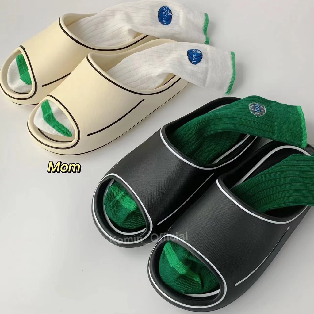 Komin Sandal Wanita Korea Style Anti Air Sandal Pria Polos Sandal Slide Unisex Casual Slip On Sandal Karet Import