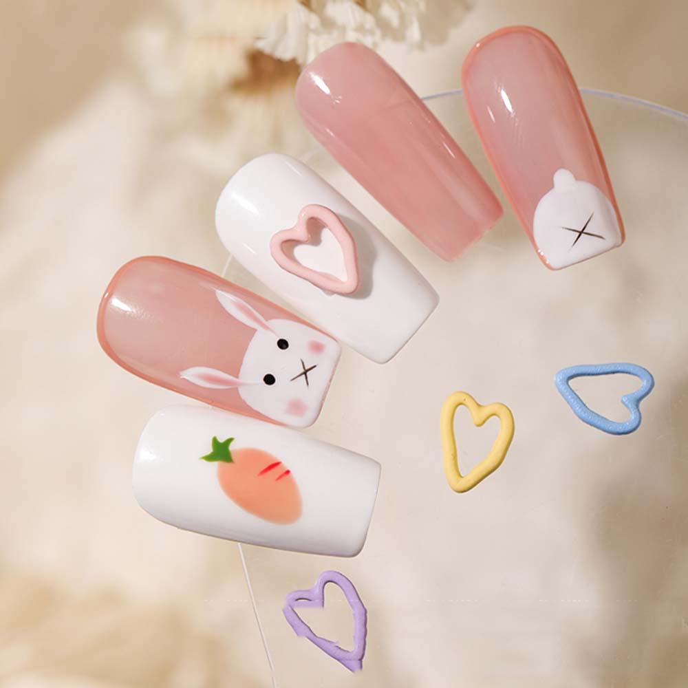 Mxbeauty 3D Nail Art Dekorasi Pesona Jepang Jantung Aksesoris Kuku Frosted DIY Desain Kuku