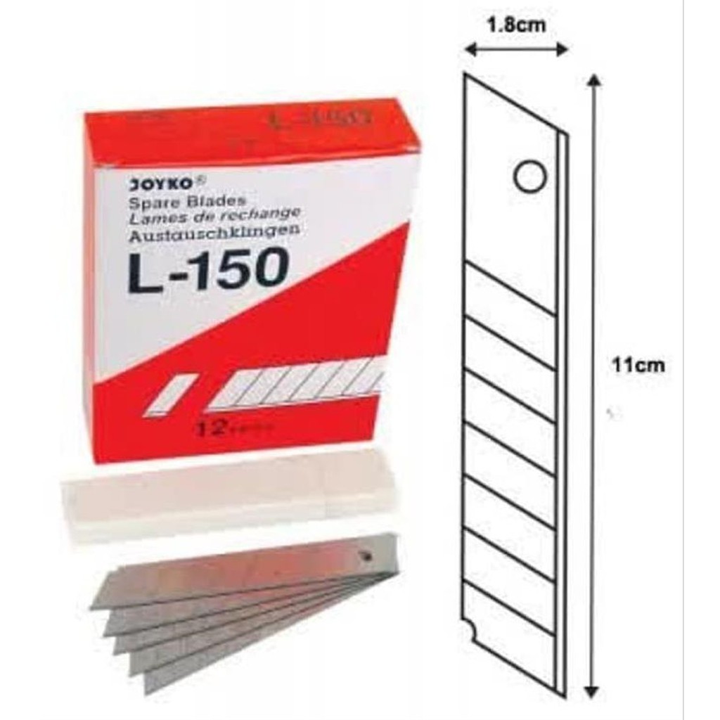 

Isi Reffil Besar Cutter Besar 1 Tube isi 10 Pisau / Kater joyko L-150 dan A-100 Blade