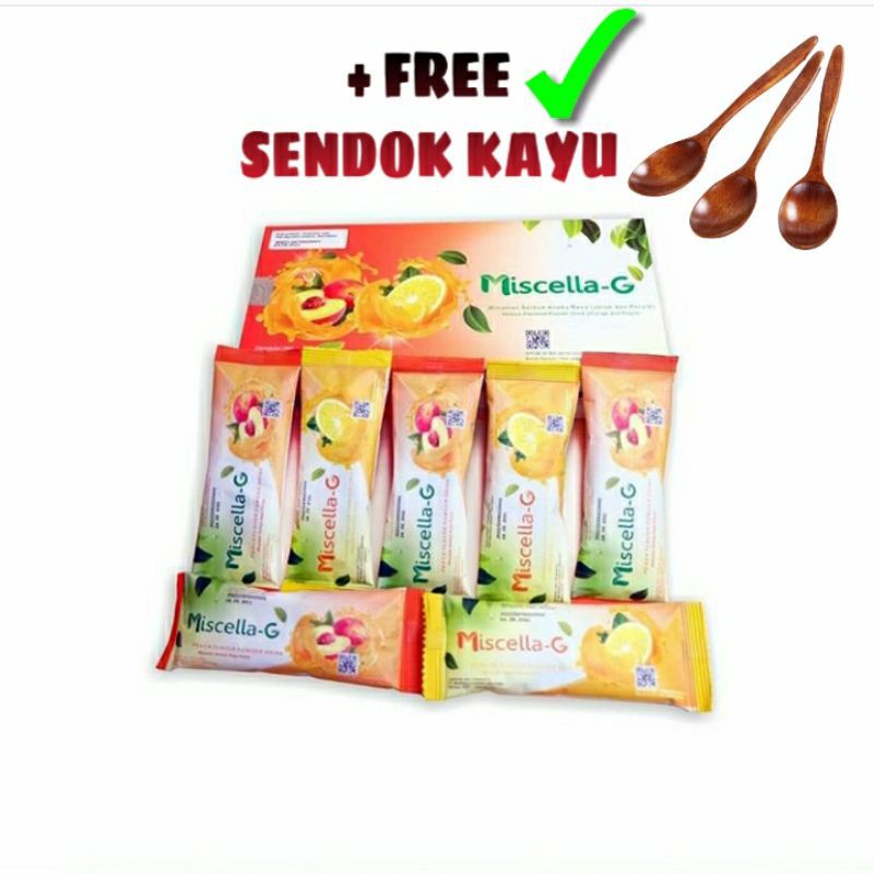 1BOX MISCELLA G +FREE SENDOK KAYU ISI 10SACHET (MINUMAN BERKOLAGEN TANPA GULA)