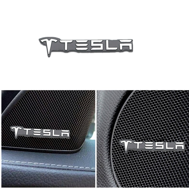 4pcs Stiker 3D Bahan Aluminum Untuk Tesla Model 3 2021 Model Y S X Roadster 2018 2019 2020