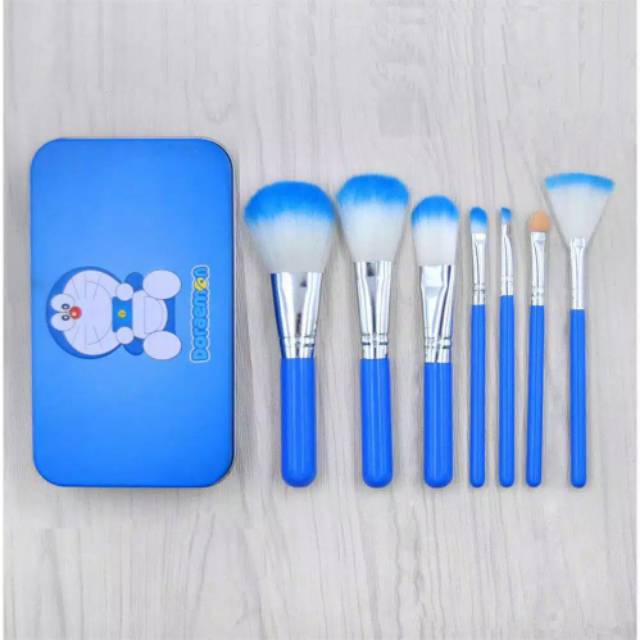 BRUSH DORAEMON 7 IN 1 BOX KALENG / BRUSH SET DORAEMON / DORAEMON MAKE UP BRUSH