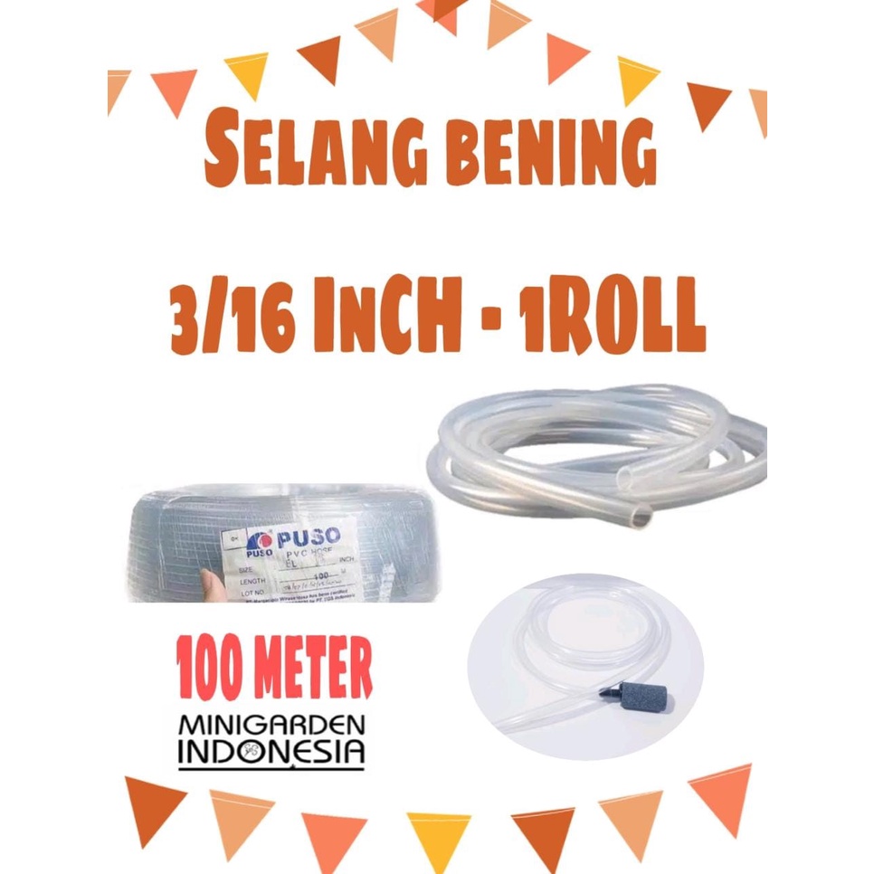 SELANG AERATOR ROLL selang bening 3/16 inch selang puso aerasi 100meter