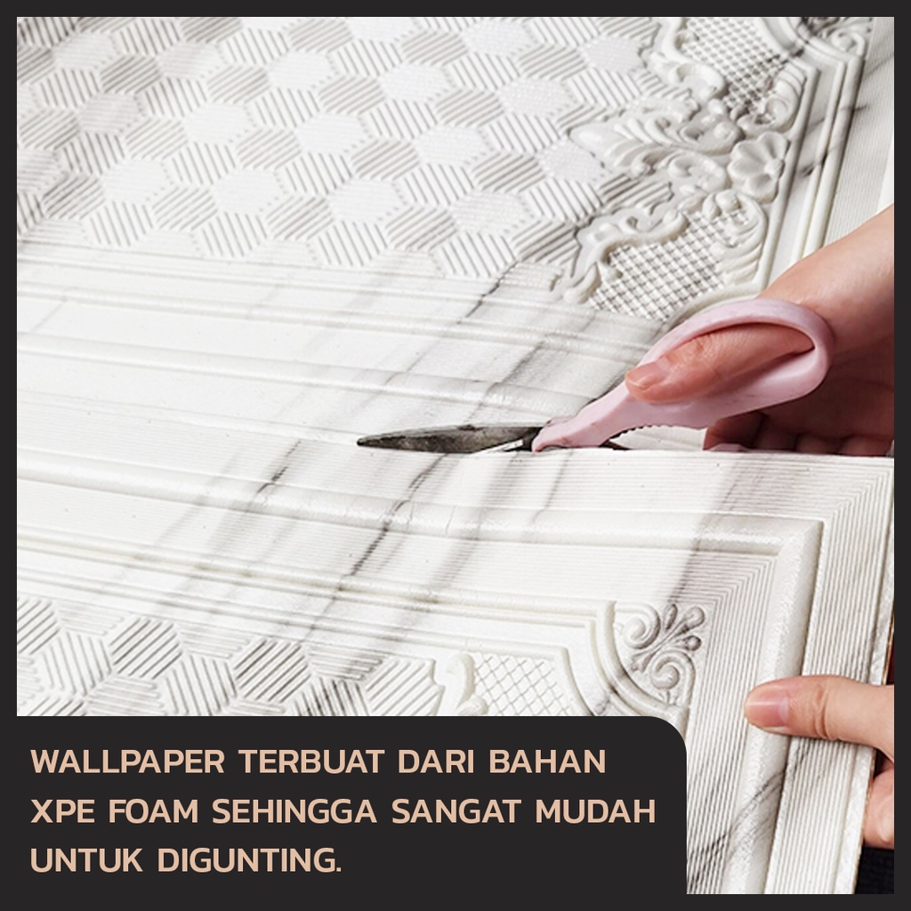 WALLPAPER MOTIF PINTU 3D FOAM XPE | WALLPAPER TEMPEL PRAKTIS | WALL STICKER