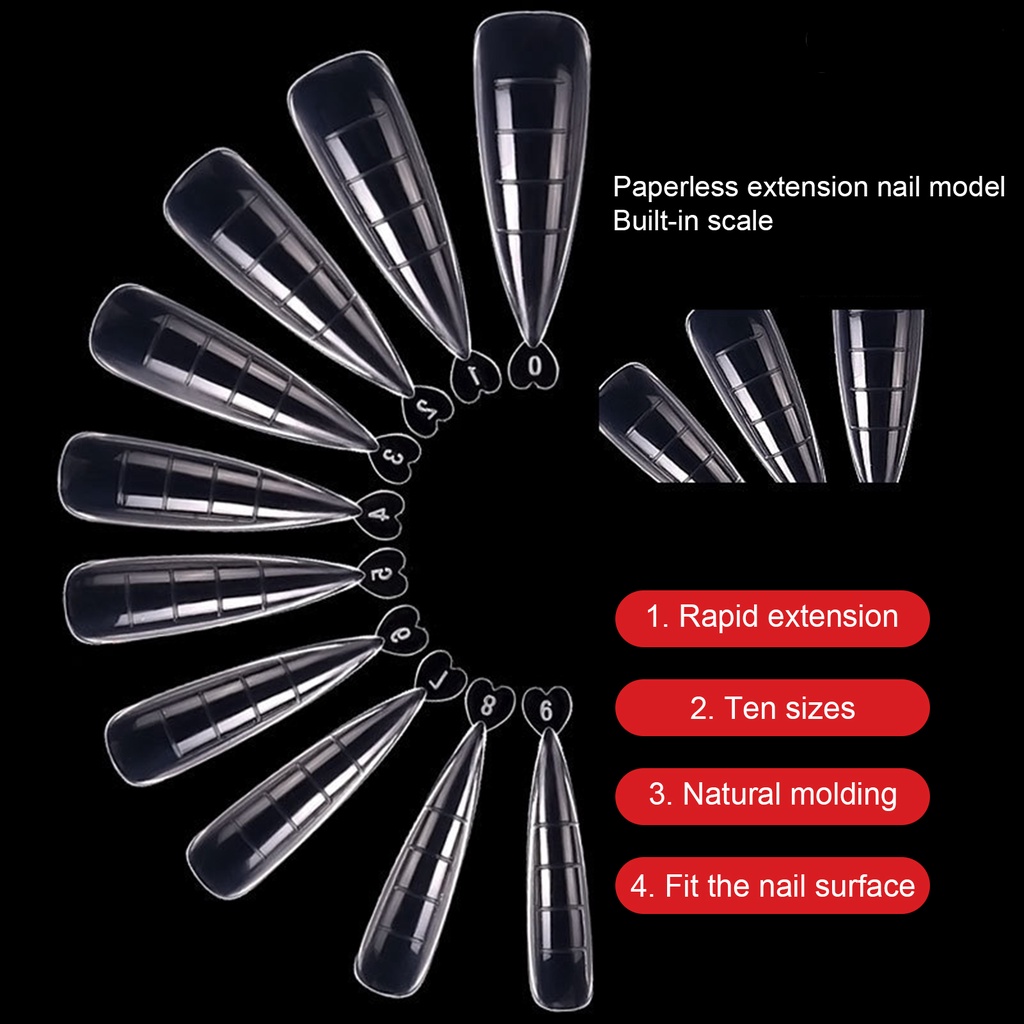 Twowood 100Pcs / Set Kuku Palsu Extension Full Coverage Panjang Permukaan Halus