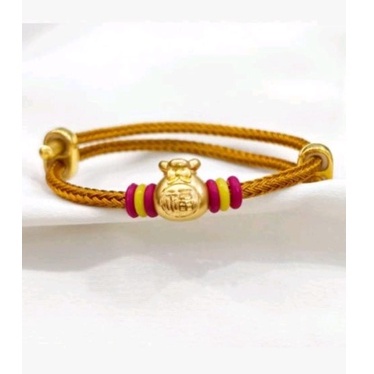 Gelang Tali Model Liontin Elegant Emas Asli