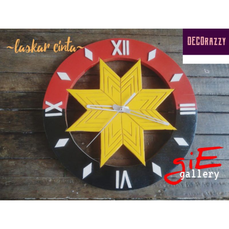 Jam Dinding Kayu Unik Nordic Estetik Logo Dewa 19 Laskar Cinta