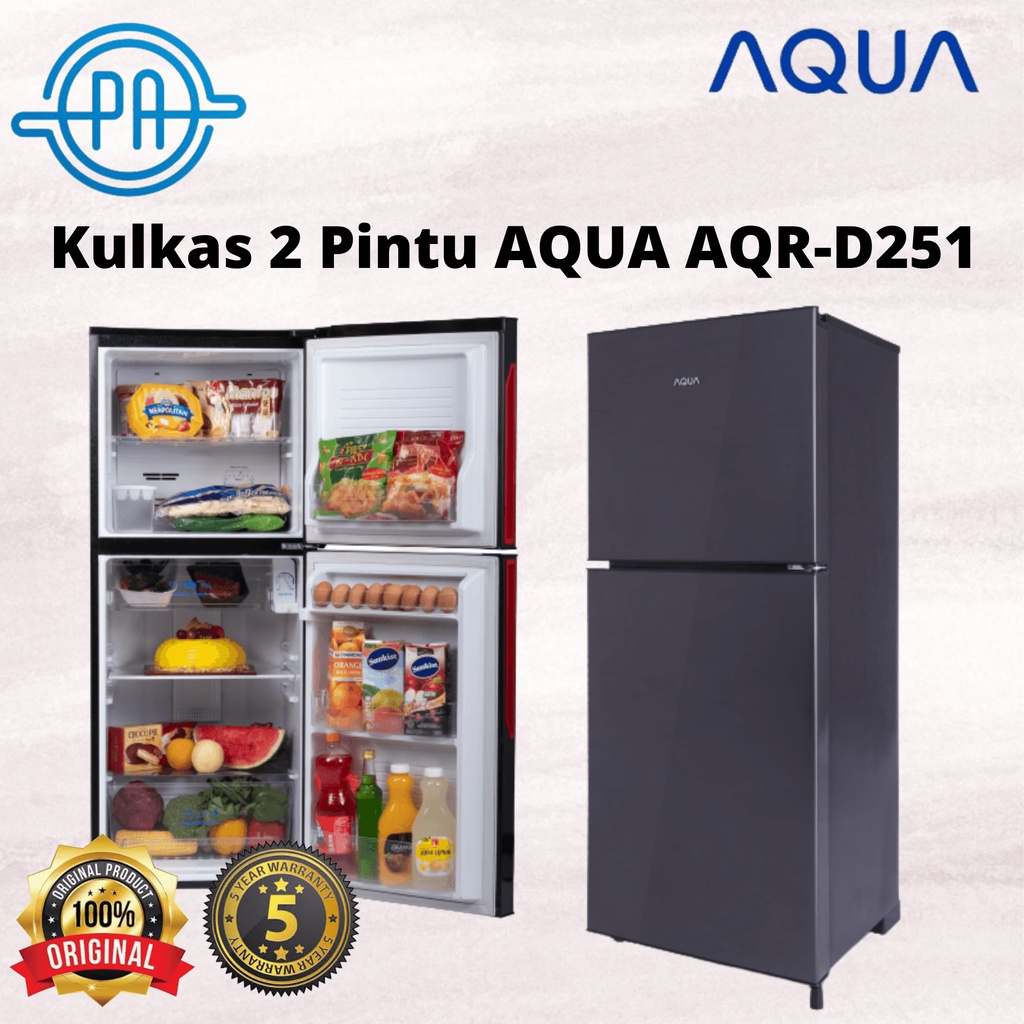 KULKAS AQUA 2 PINTU AQRD251 / LEMARI ES AQUA AQRD 251 GARANSI RESMI