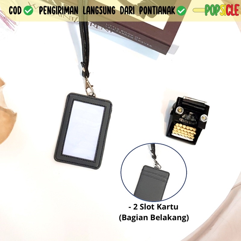 

Lanyard Flashee Termurah Berkualitas PU Leather Lanyard NameTag ID Card Holder Name Tag Abu Grey ID Card Holder