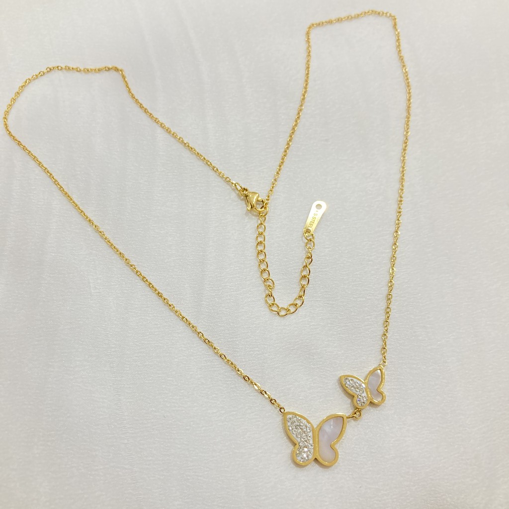 Kalung Kupu - Kupu Titanium Wanita Aksesoris Fashion Korea Import