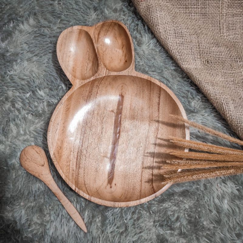 Wooden Animal Character Plate Bun-Bun