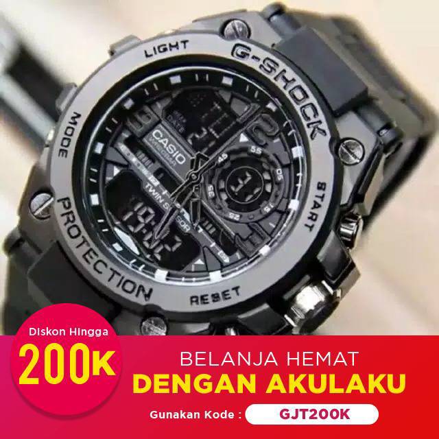 Jam Tangan Pria Sporty Casio G-Shock GST-8600 Kepala Besi Strap Hitam