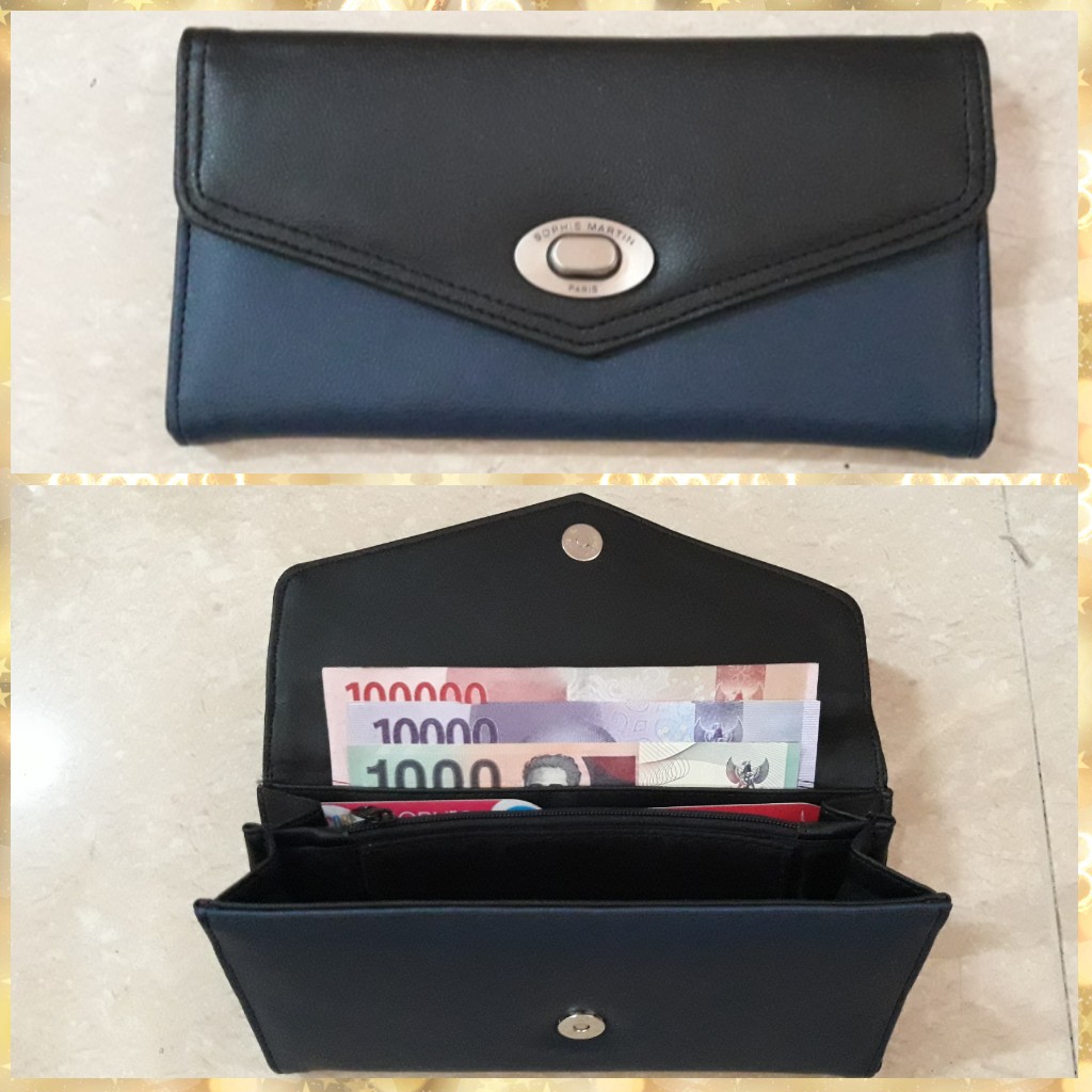 DOMPET PROMO SOPHIE MARTIN DOMPET PANJANG HITAM MIX BLUE