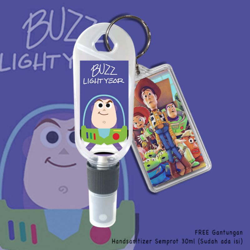 HAND SANITIZER TOYS STORY ISI 30ML SPRAY + FREE GANTUNGAN KUNCI