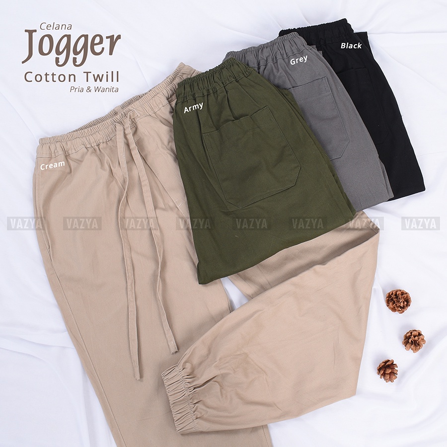 Celana Joger Cotton Twill Stretch Import Unisex