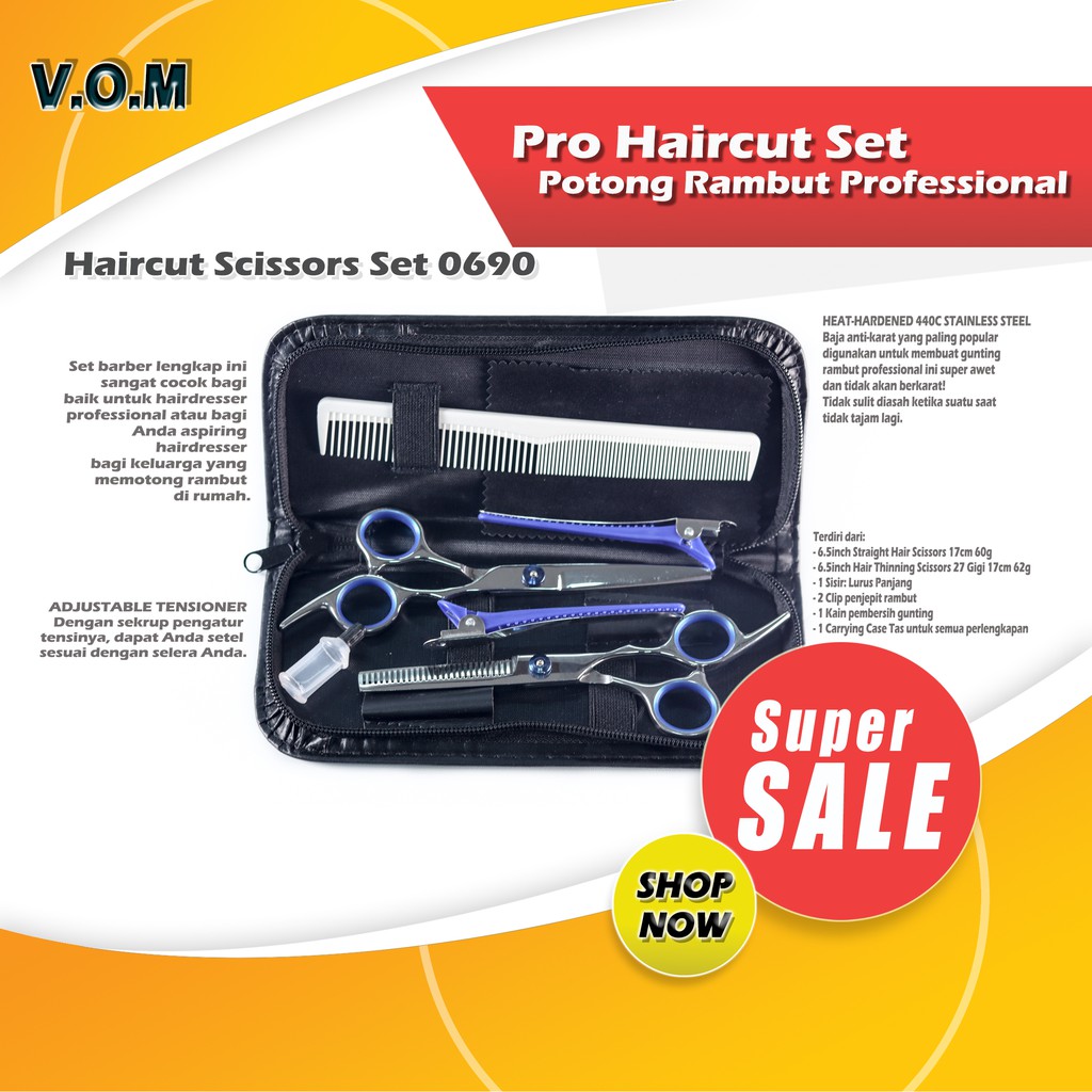 Pro Haircut Set Potong Rambut Professional Haircut Scissors Set 0690