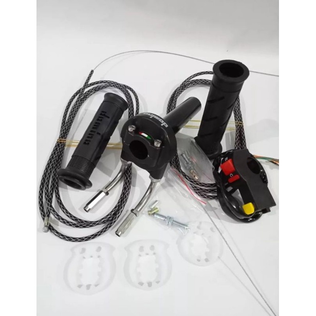 PROMO PAKET MURAH GAS SPONTAN +2 KABEL HITAM+HANDGRIP +SAKLAR 3 FUNGSI UNIVERSAL BISA SEMUA MOTOR