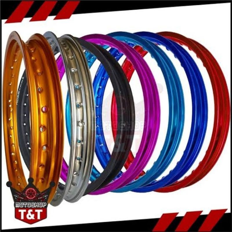 Velg Rossi Rossy WM 120 140 160 185 215 250 Ring 17 Black Silver Blue Red Gold Purple n tdr tk excel