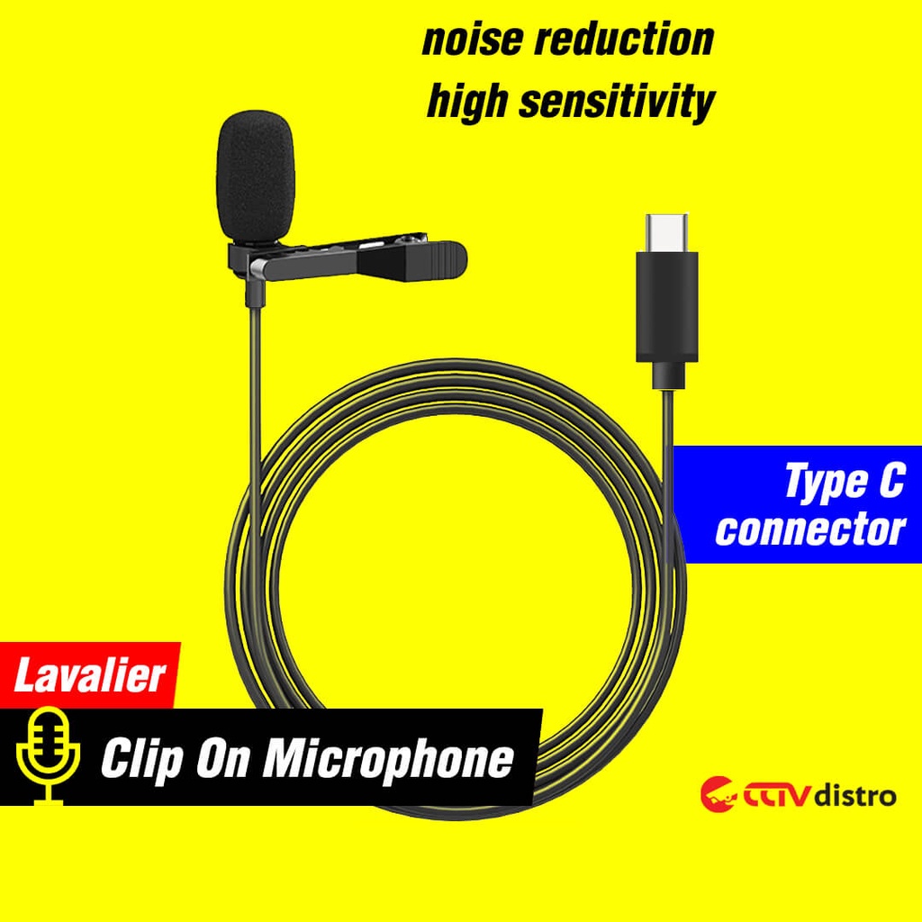 L22 Mic Type C USB Clip On Microphone Jepit Mikrofon Kabel HP Lavalier Microfon Condenser Untuk Vlog
