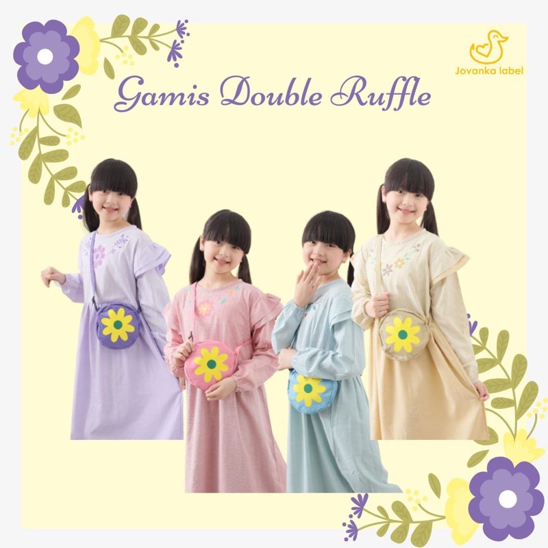 GAMIS DOUBLE RUFFLE JOVANKA LABEL SIZE 2/4/6/8/10 TAHUN