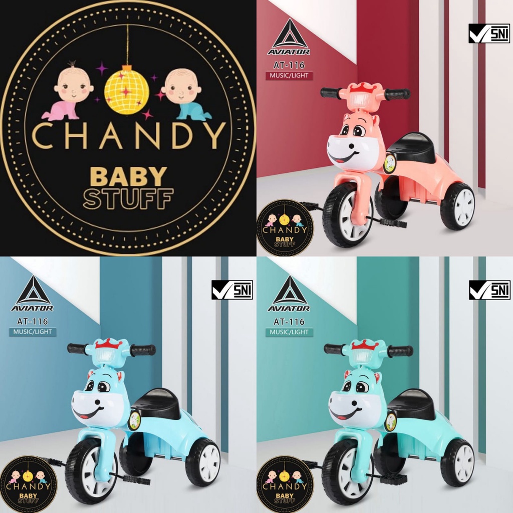 SEPEDA ANAK RODA TIGA BABY INFANT FOLDING TRICYCLE AVIATOR AT 116