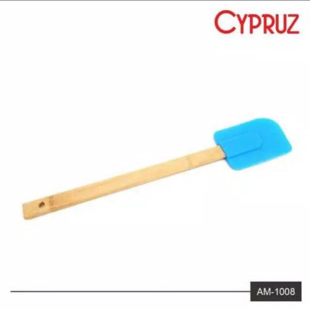 CYPRUS AM1008K Spatula Silikon Kotak Gagang Bambu Sutil