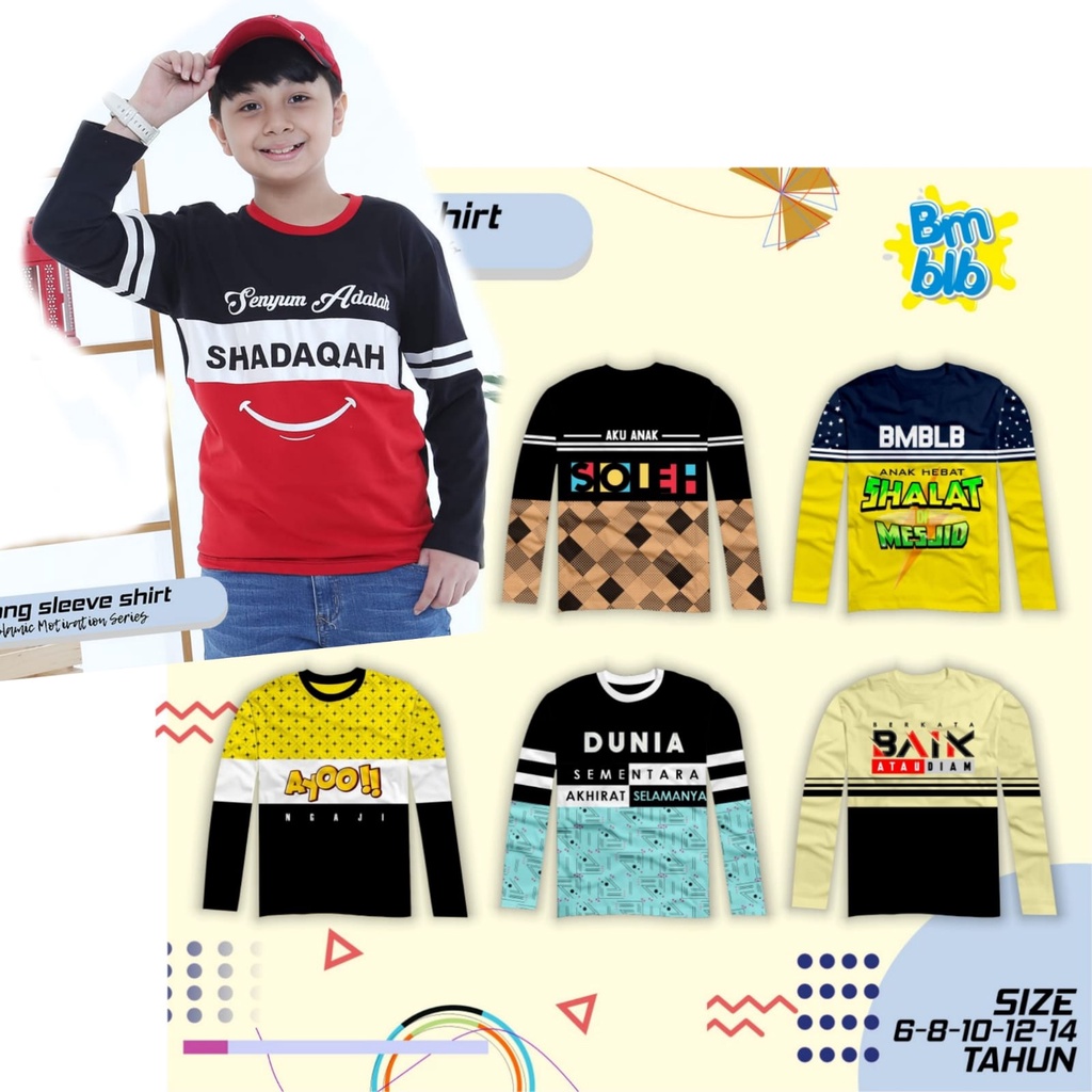 Baju Kaos Islami Muslim Anak Junior Teen Remaja Laki-laki Lengan Panjang Islami Muslim Junior Teen R