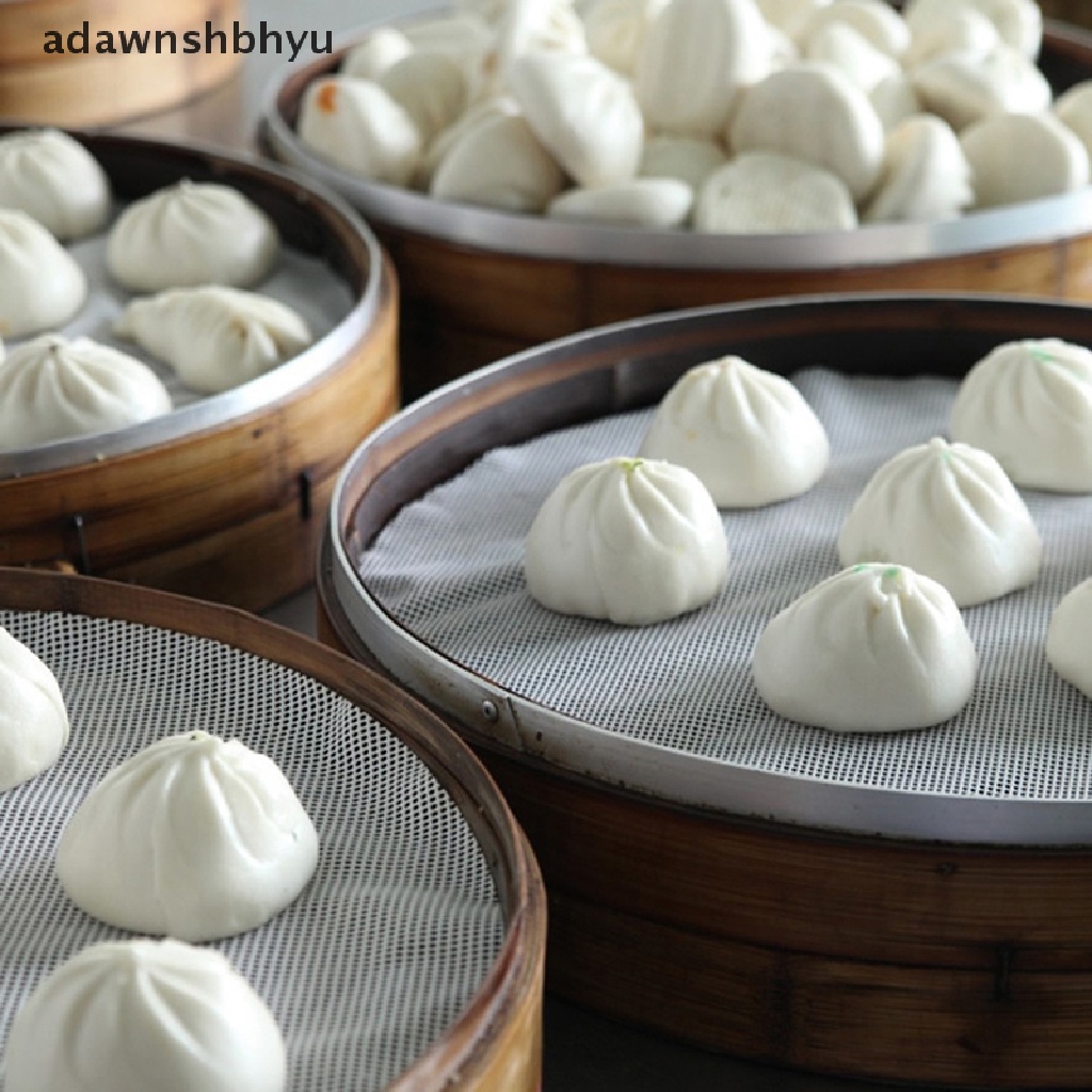 Adawnshbhyu Bulat Anti Lengket Silicone Mesh Cloth Baking Liners Steamer Pad Dumplings Bakpao Alas