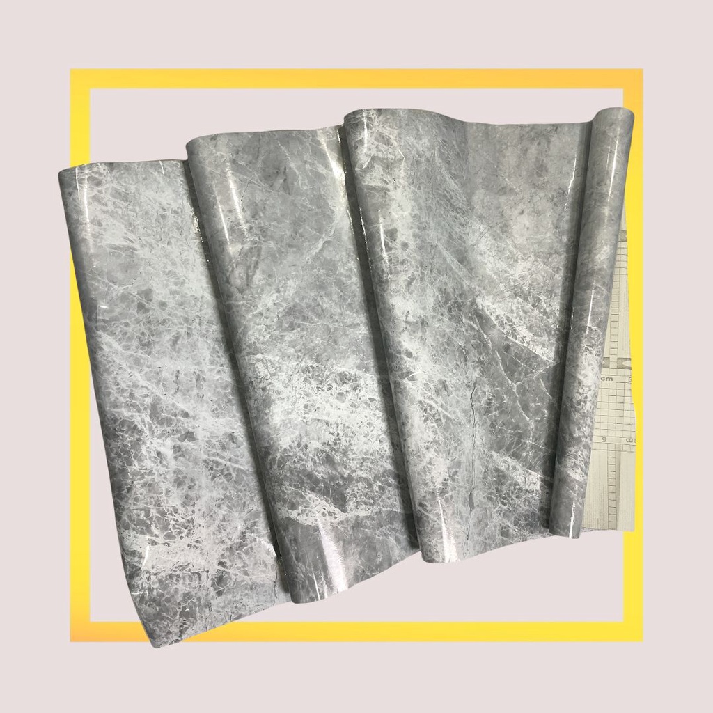 PROMO TERMURAH - Wallpaper Stiker Dapur &amp; Kamar Mandi Anti Air Minyak dan Api Motif Marmer Marble Glossy Uk 100cmx60cm