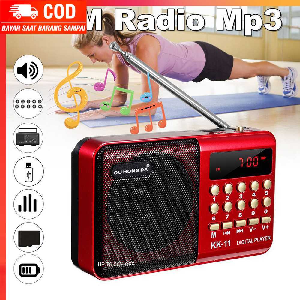 (100% BARANG ORI) Radio FM Portable FM Radio Player TF Card - KK-11