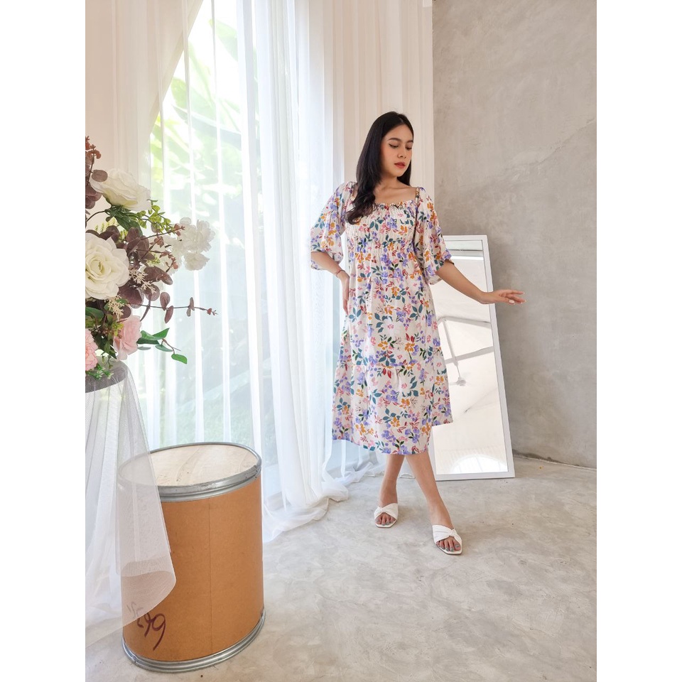 Dress Wanita Alexandra Panjang Daster Putri Bali [DPB] Alexandra Chicory Bisa COD
