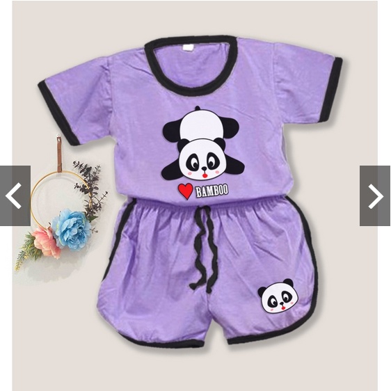 Setelan baju lucu playful colour anak karakter panda / setelan anak unisex