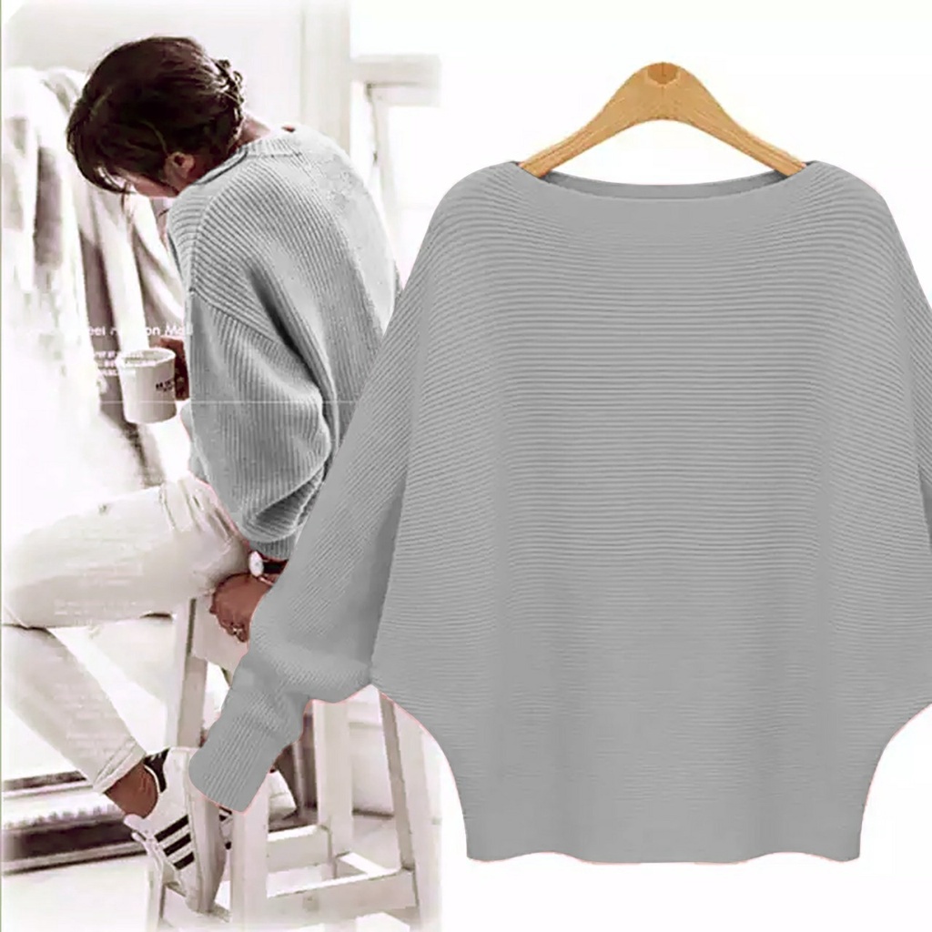 COD!!sweater blouse Batwing rajut wanita termurah/atasan rajut wanita oversize