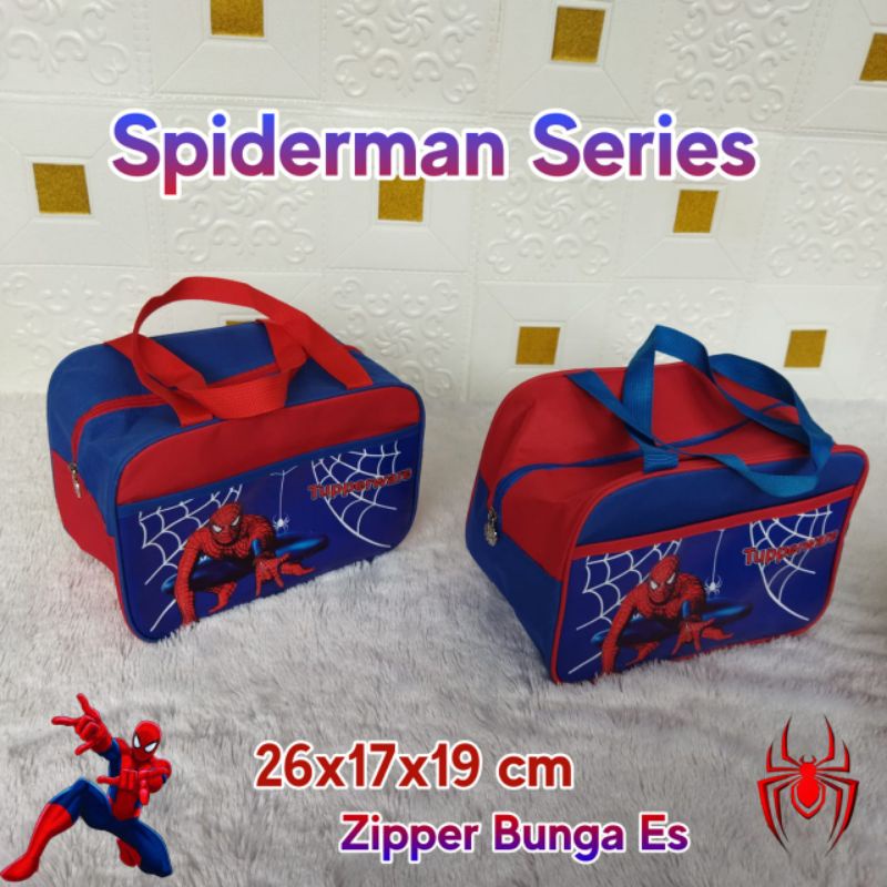 Tupperware Spiderman Tas bekal Zipper bunga Es  ( hanya tas )