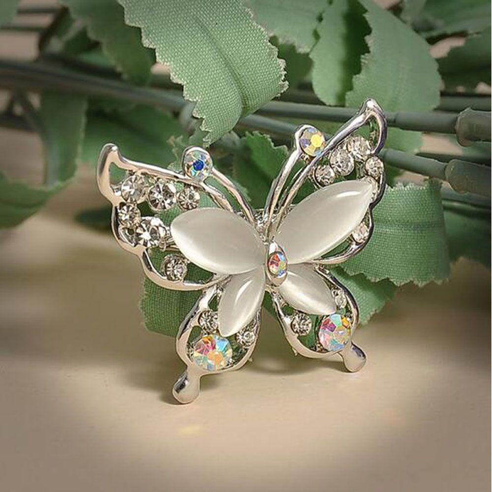 Agustina Bros Pin Pengantin Modis Batu Opal Pernikahan Fashion Perhiasan Kristal Kupu-Kupu Brooch Pin
