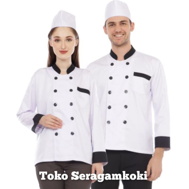 Baju Chef Baju Koki Lengan Panjang Kombinasi Harga Murah Kualitas Prima